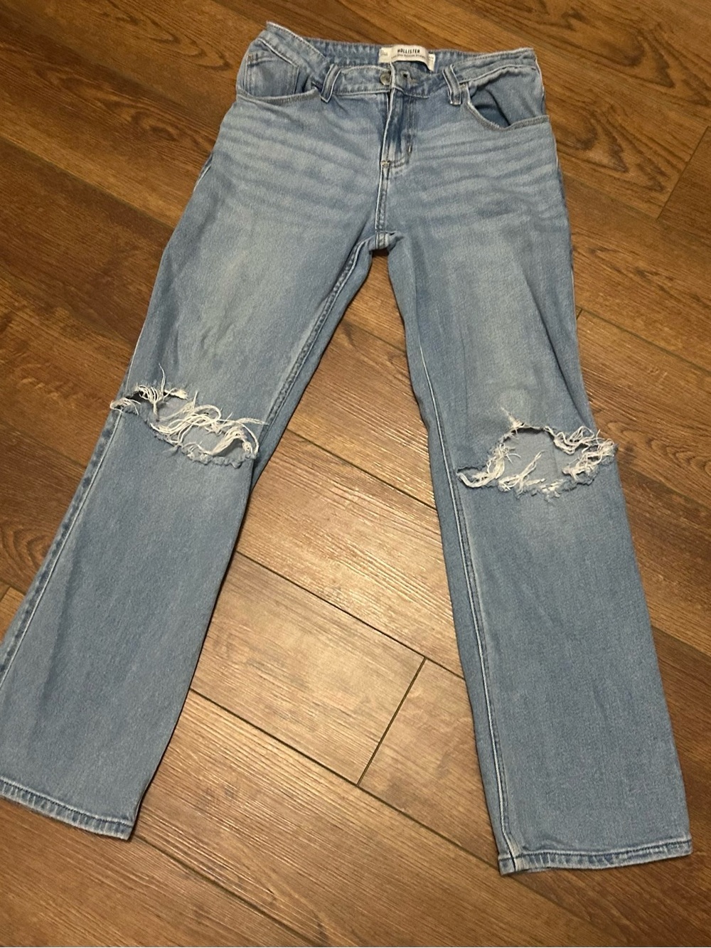 Hollister Light Blue Ripped Wide-Leg Jeans